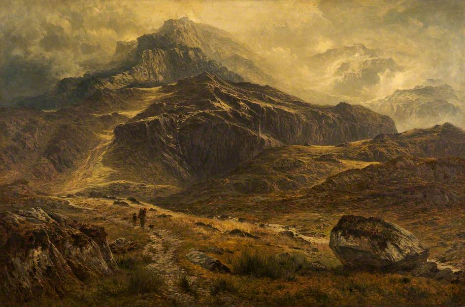 Glyder Fawr, Snowdon Range, vintage artwork by Benjamin Williams Leader, 12x8" (A4) Poster