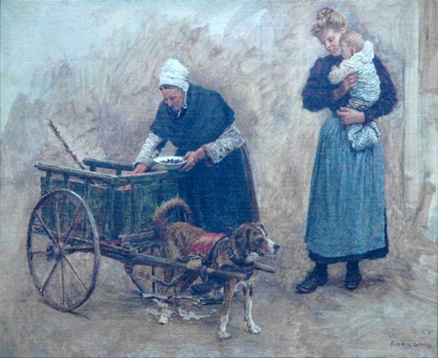The Dog Cart, vintage artwork by Marie-Francois Firmin-Girard, 12x8" (A4) Poster