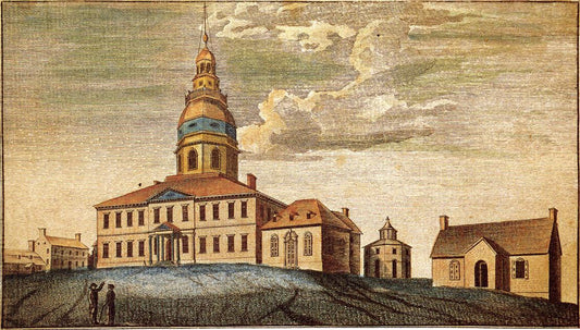 A Front View of Statehouse at Annapolis, vintage artwork by Charles Willson Peale, 12x8" (A4) Poster