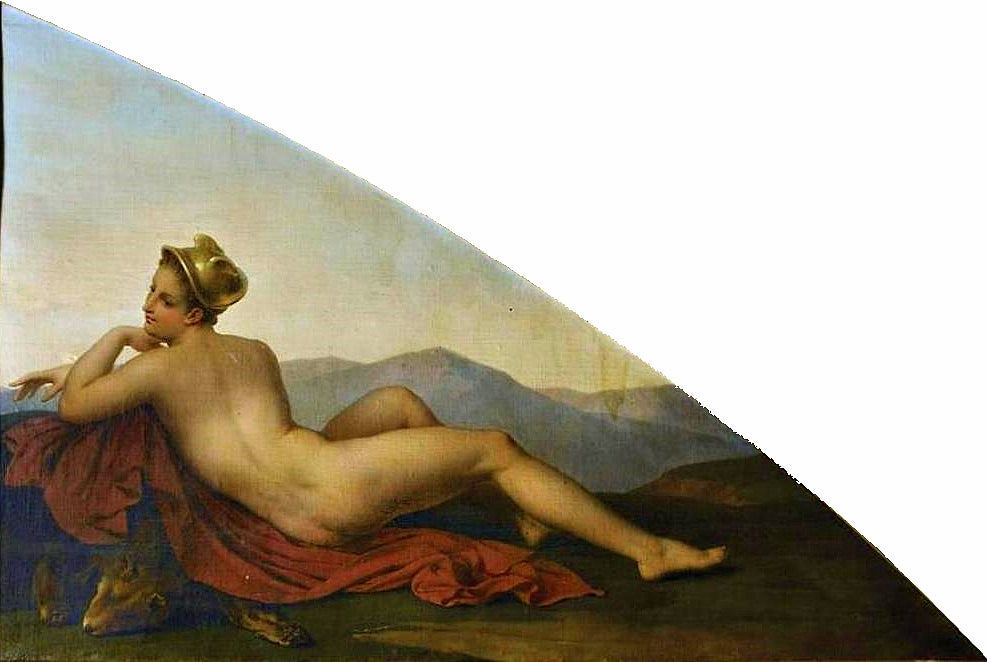 Ceiling of the Ballroom of Compiègne Castle, Mercury, vintage artwork by Anne-Louis Girodet de Roussy-Trioson, 12x8" (A4) Poster