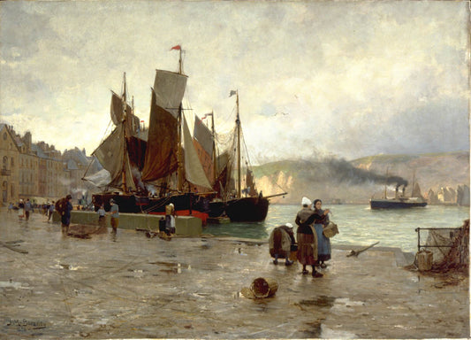 High Tide at Dieppe, vintage artwork by James Macdonald Barnsley, 12x8" (A4) Poster
