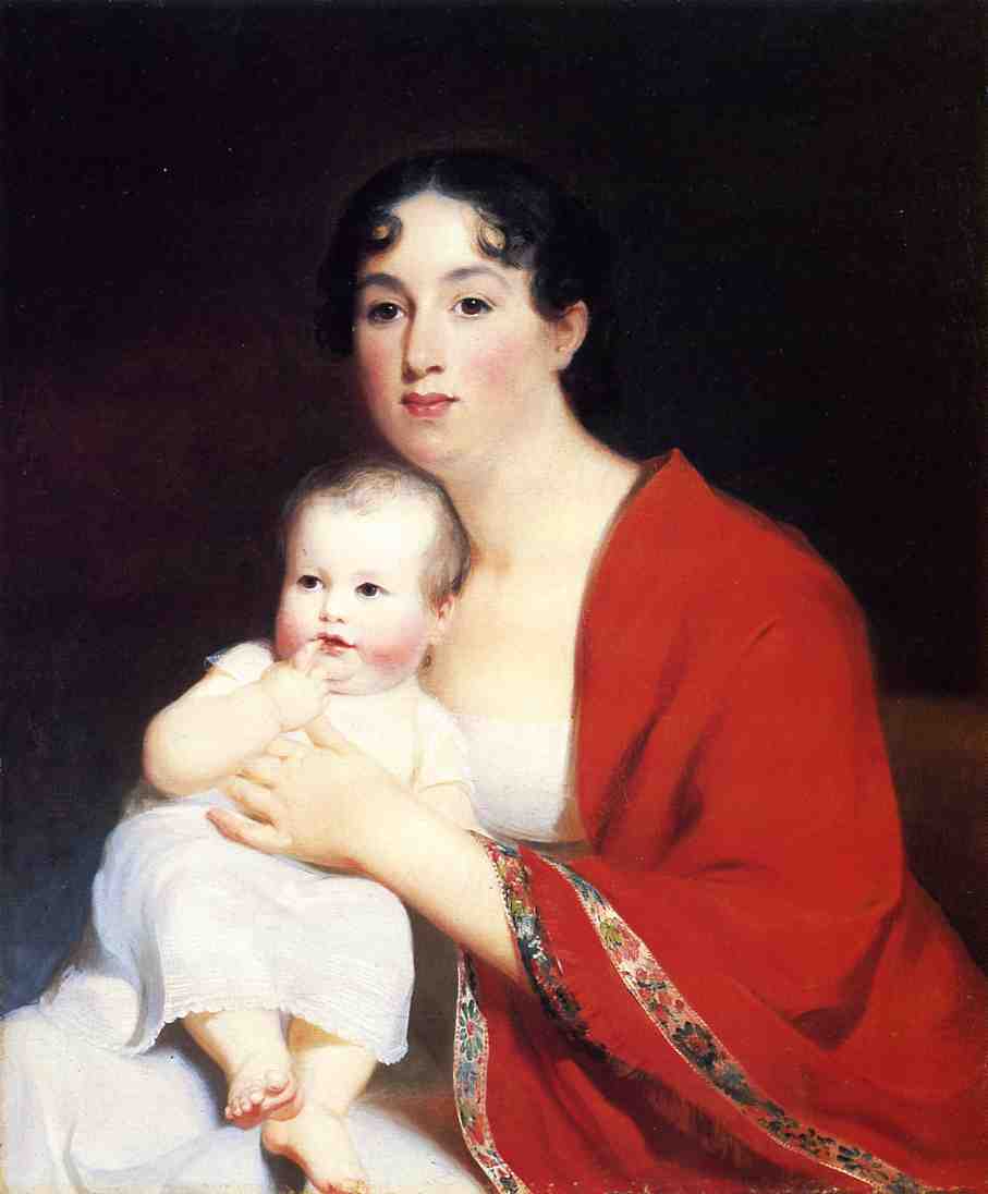 Madame Brujere and Child, vintage artwork by Thomas Sully, 12x8" (A4) Poster