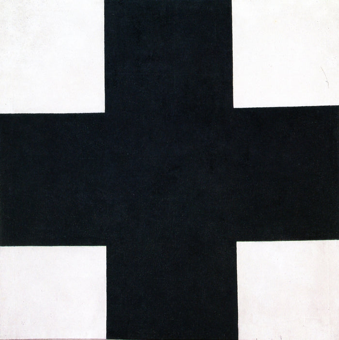 Black Cross, vintage artwork by Kasimir Malevich, 12x8