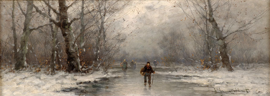 Winter Landscape with Wood Collectors by Johann Jungblut,A3(16x12")Poster