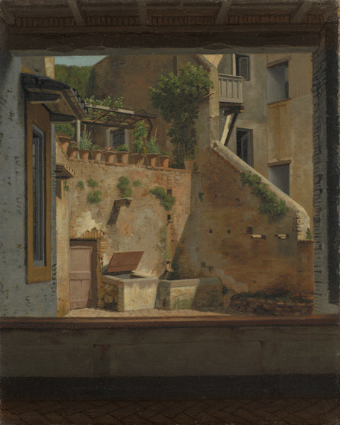 A Courtyard in Rome (copy after Eckersberg), vintage artwork by Martinus Rørby e, A3 (16x12") Poster Print