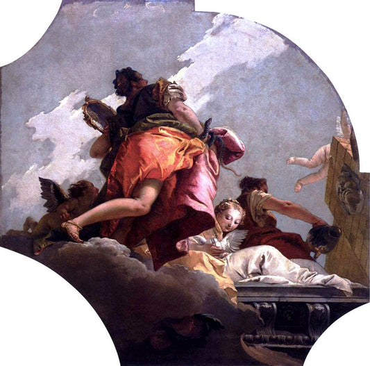 Prudence, Sincerity, and Temperance, vintage artwork by Giovanni Battista Tiepolo, 12x8" (A4) Poster