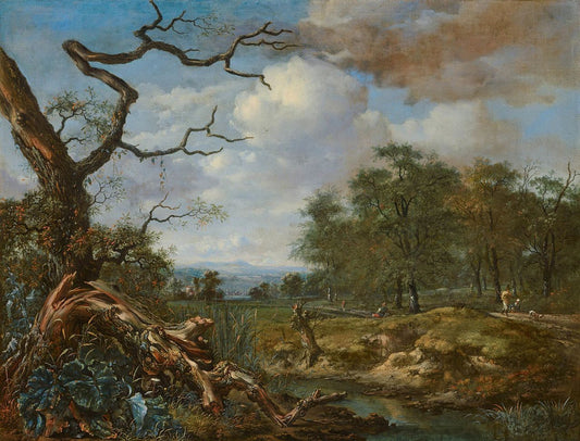 Landscape at the Edge of Woods, vintage artwork by Jan Wijnants, 12x8" (A4) Poster