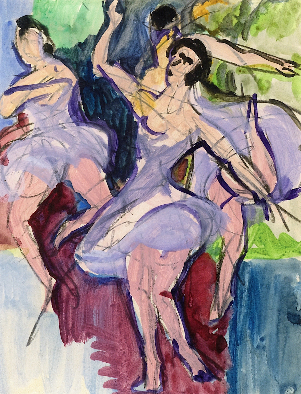 Dancing Scene by Ernst Ludwig Kirchner,16x12(A3) Poster
