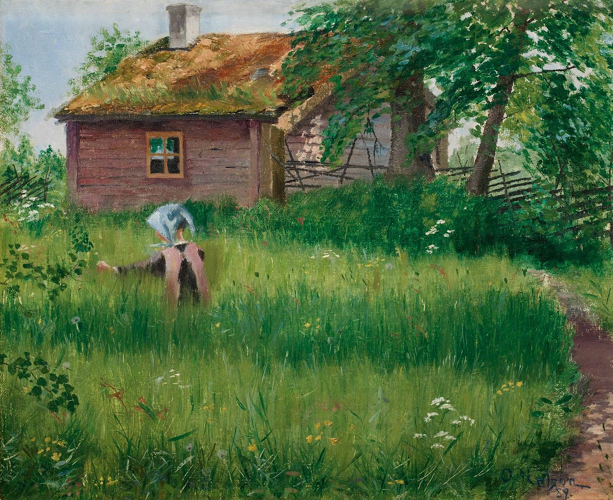 Girl in the Meadow by Olof Sager-Nelson,A3(16x12")Poster