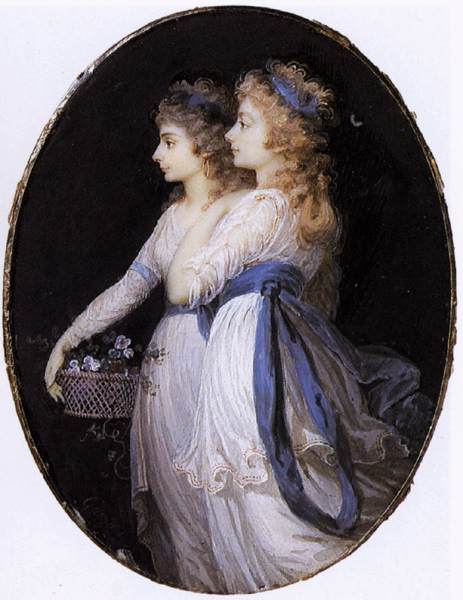 Georgiana, Duchess of Devonshire, with Lady Elizabeth Foster, vintage artwork by Jean Urbain Guerin, 12x8" (A4) Poster