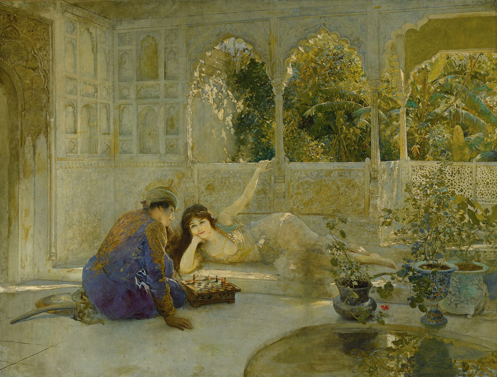 A game of chess, vintage artwork by Edwin Lord Weeks, 12x8" (A4) Poster