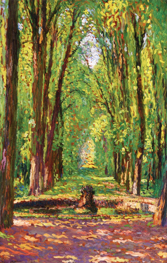 Allee dans le parc du chateau de Versailles, vintage artwork by Henri Martin, 12x8" (A4) Poster
