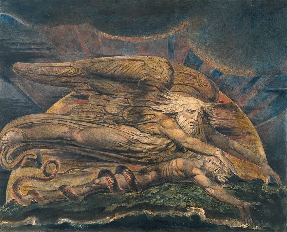 Elohim Creating Adam, vintage artwork by William Blake, 12x8" (A4) Poster