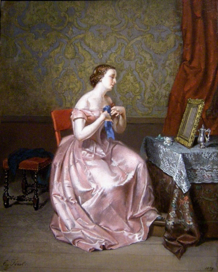 Woman by  the Mirror, vintage artwork by Eugene Feral, 12x8" (A4) Poster