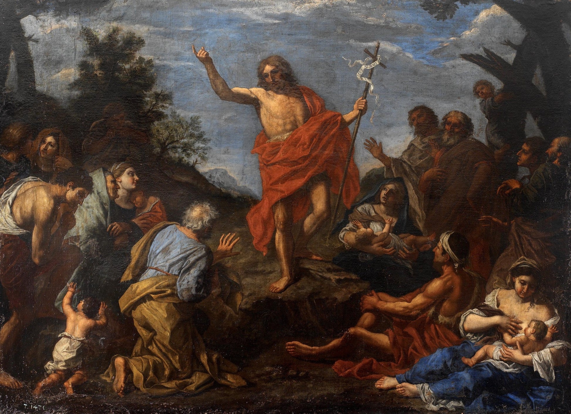 The Preachings of Saint the the Baptist, vintage artwork by Pier Francesco Mola, 12x8" (A4) Poster