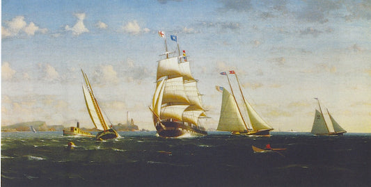 Shipping in Boston Harbor, vintage artwork by George Curtis, A3 (16x12") Poster Print