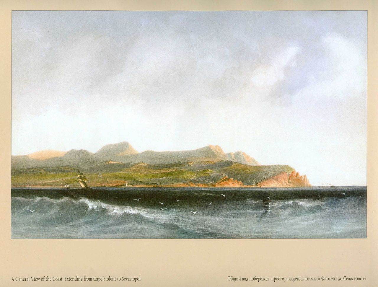 View of the Coast Extending from Cape Fiolent to Sevastopol, vintage artwork by Carlo Bossoli, A3 (16x12") Poster Print