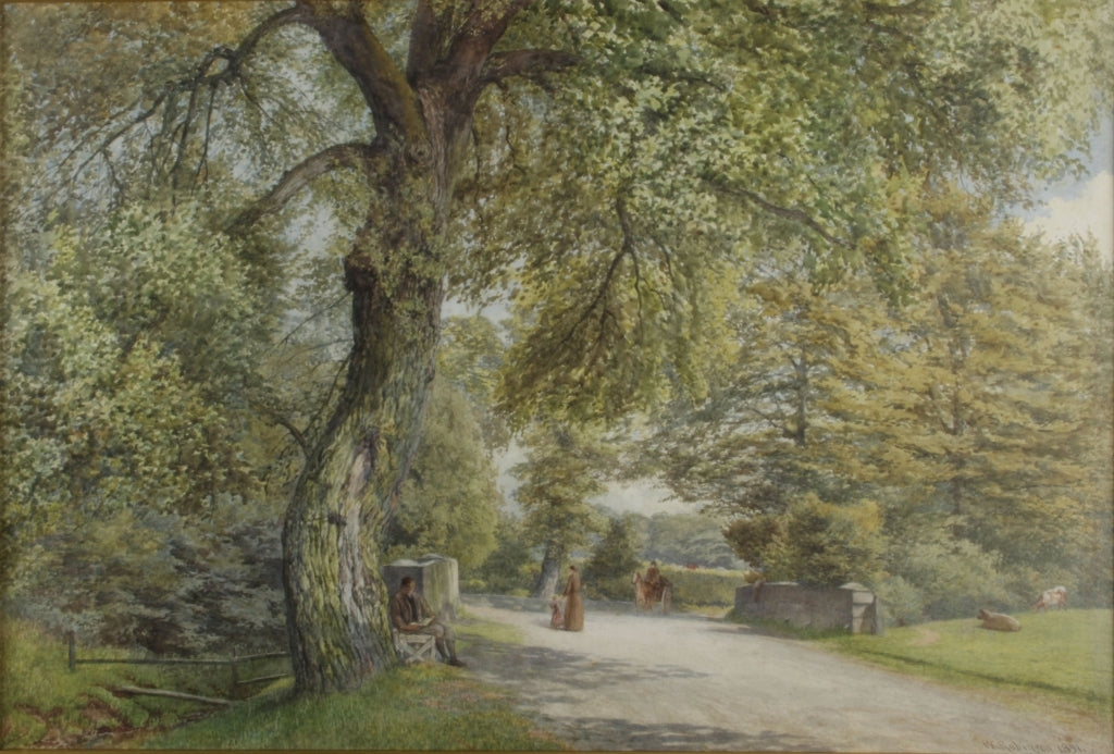 Figures in Wythenshawe Park, Manchester, vintage artwork by William Robinson, 12x8" (A4) Poster