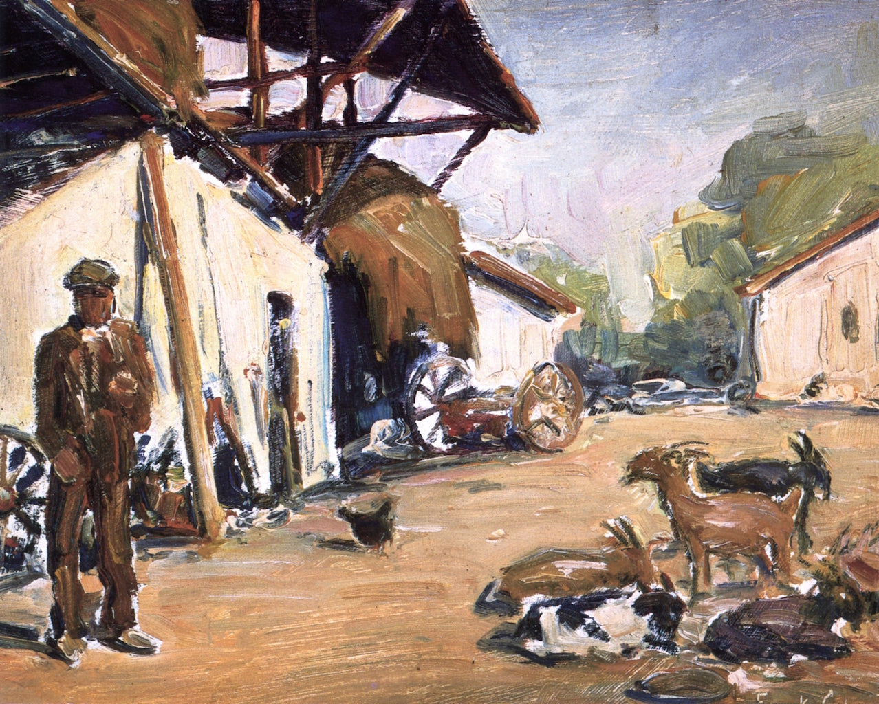 Farmyard Barnyard, vintage artwork by Frank Coburn, 12x8" (A4) Poster