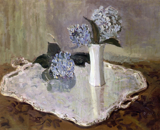 Still Life with Hydrangias, vintage artwork by Paul Cesar Helleu, 12x8" (A4) Poster