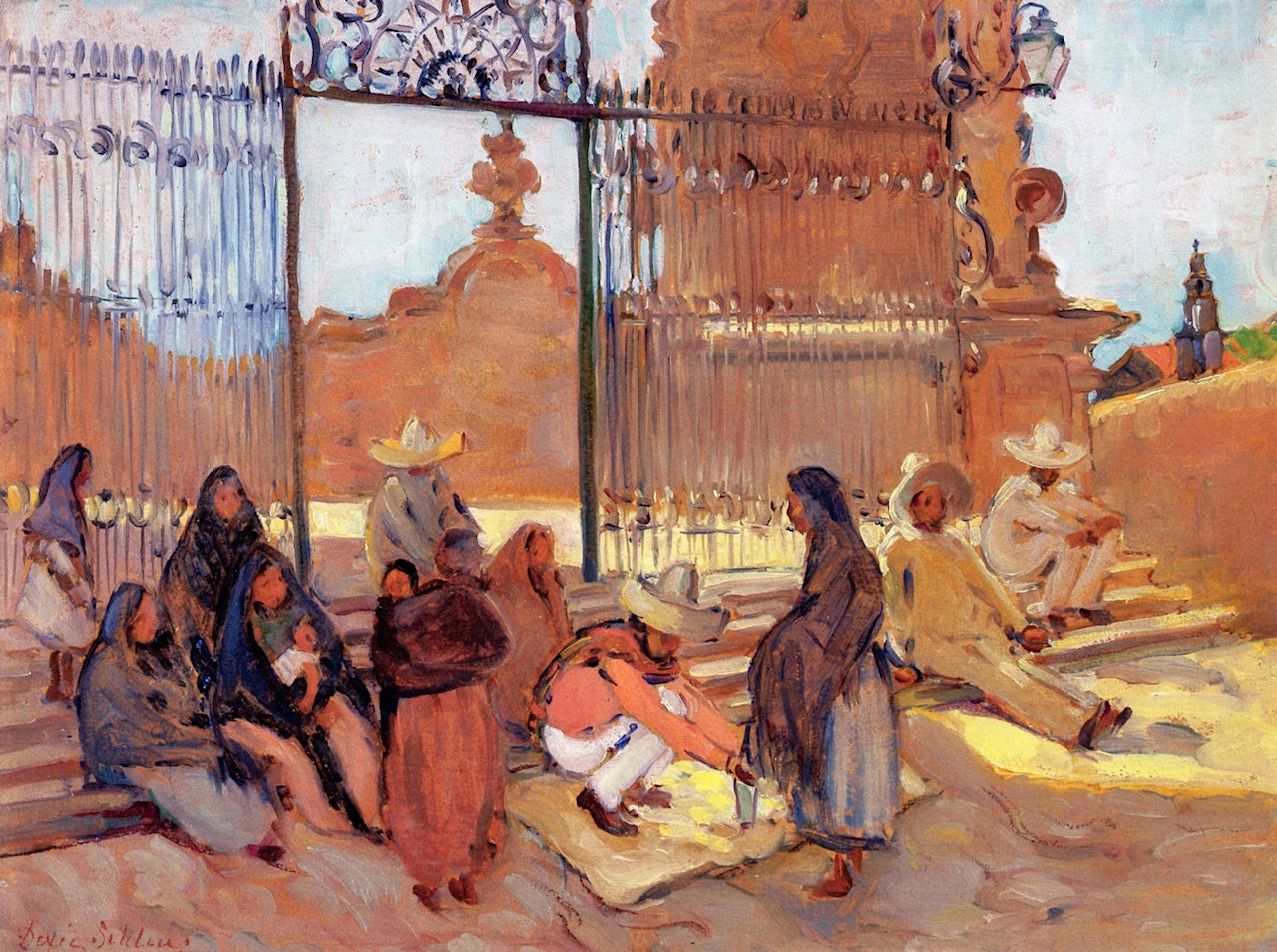 At the Plaza Gates, Mexico by Dixie Selden,A3(16x12")Poster