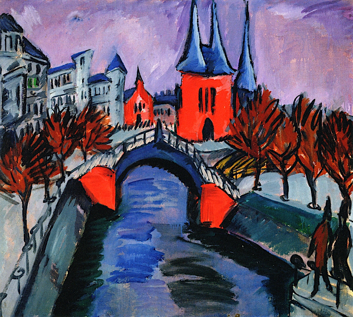 Elisabethufer, vintage artwork by Ernst Ludwig Kirchner, 12x8" (A4) Poster