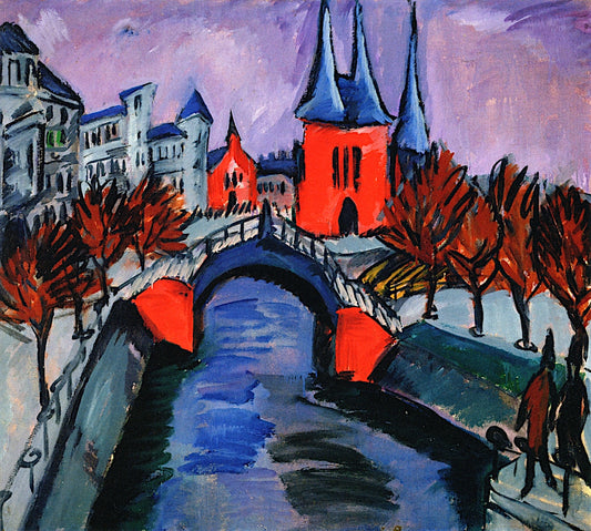 Elisabethufer, vintage artwork by Ernst Ludwig Kirchner, 12x8" (A4) Poster