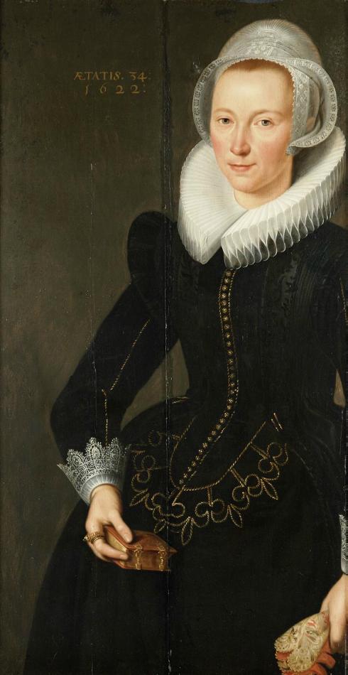 Portrait of Grietje Adriaendr. Groote, vintage artwork by Jacob Waben, 12x8" (A4) Poster