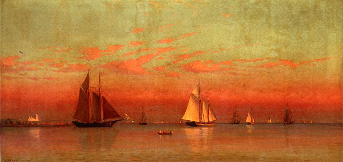 Evening in Gloucester Harbor, vintage artwork by Francis A. Silva, 12x8" (A4) Poster
