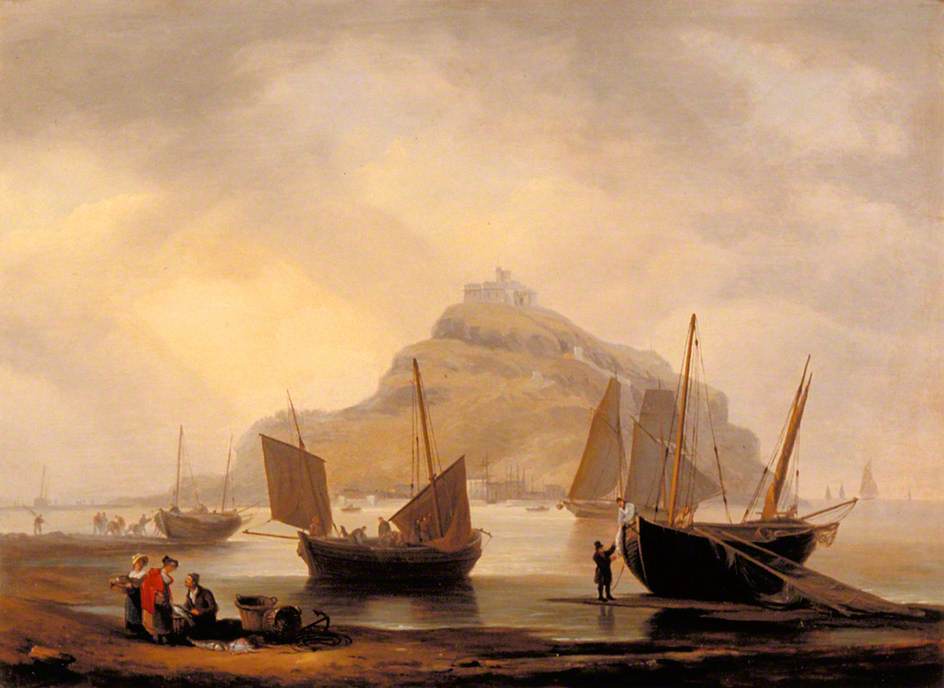 Mount St Michael, vintage artwork by Thomas Luny, 12x8" (A4) Poster