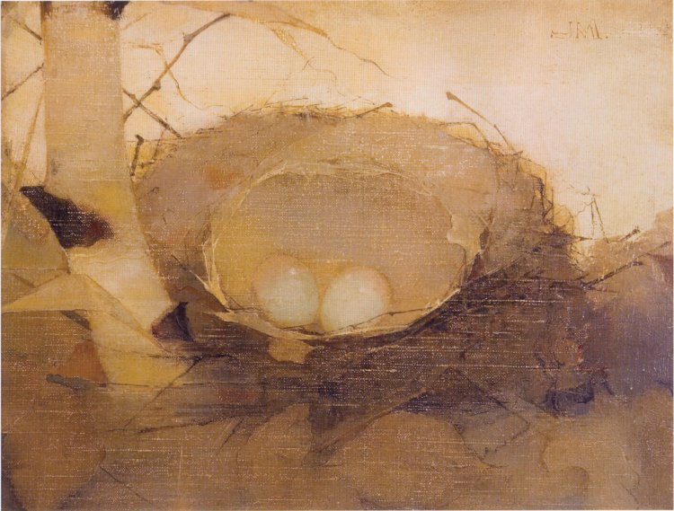 Bird's nest in birch trunk by Jan Mankes,16x12(A3) Poster