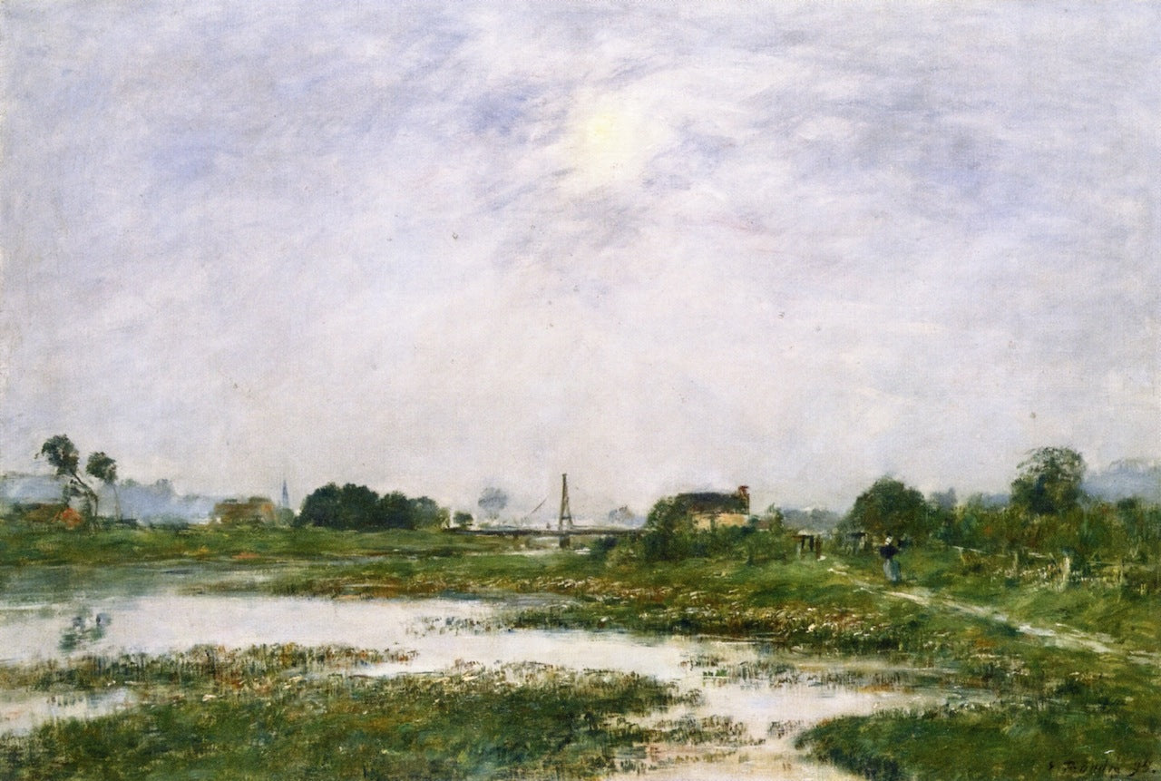The Banks of the Toques during High Tides, vintage artwork by Eugène-Louis Boudin, 12x8" (A4) Poster