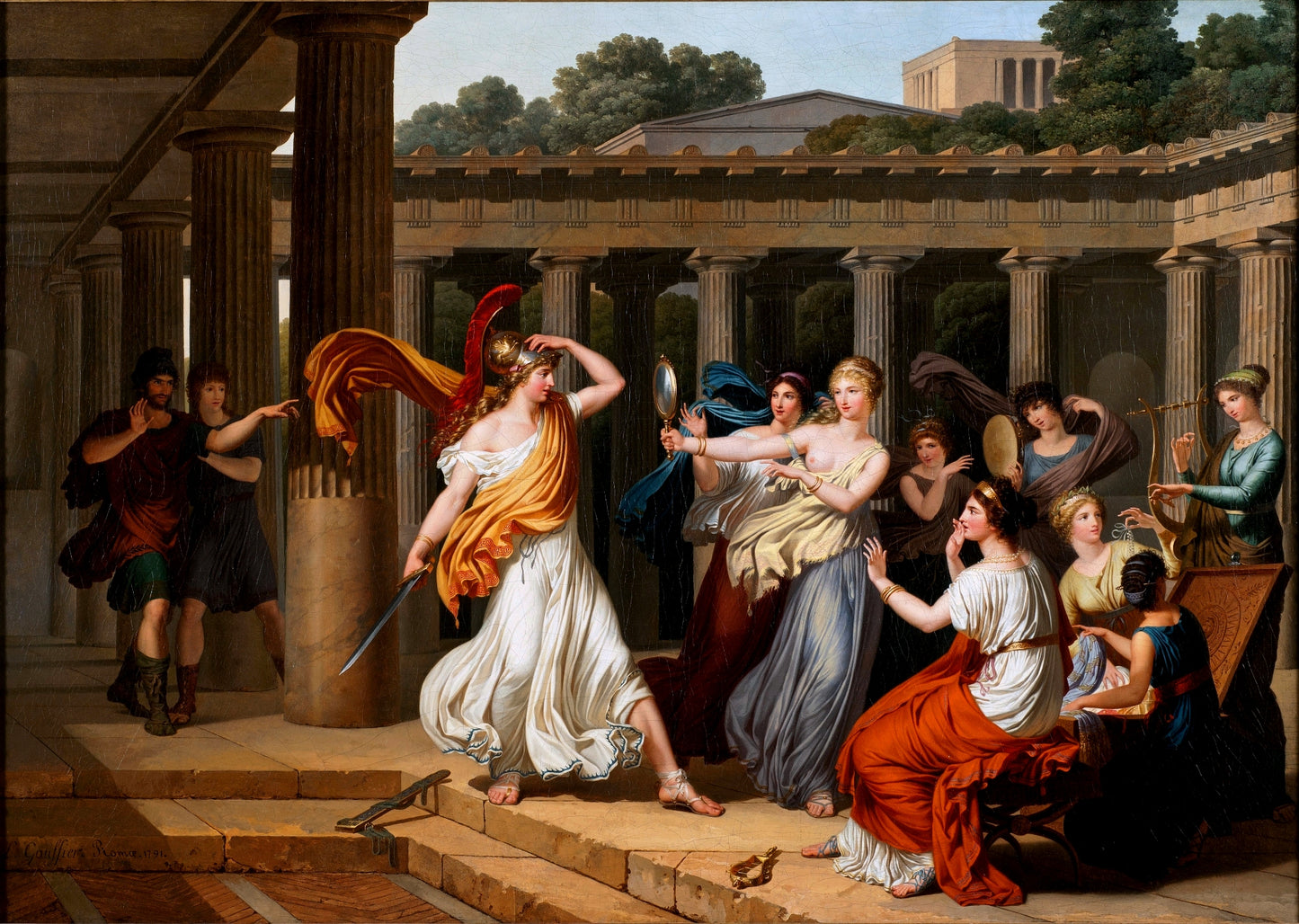 Odysseus recognises Achilles amongst the daughters of Lycomedes, vintage artwork by Louis Gauffier, 12x8" (A4) Poster
