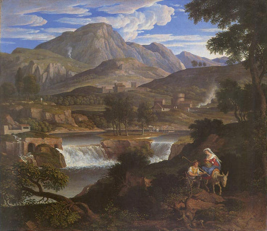 Waterfalls at Subiaco, vintage artwork by Joseph Anton Koch, 12x8" (A4) Poster