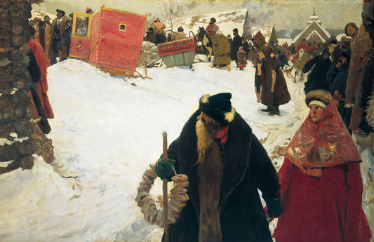 The Arrival of Foreign Guests (17th Century), vintage artwork by Sergei Ivanov, 12x8" (A4) Poster