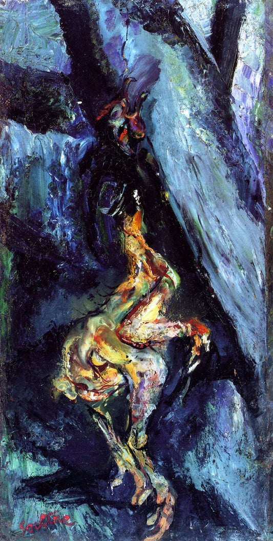 Chicken on a Blue Background, vintage artwork by Chaim Soutine, 12x8" (A4) Poster