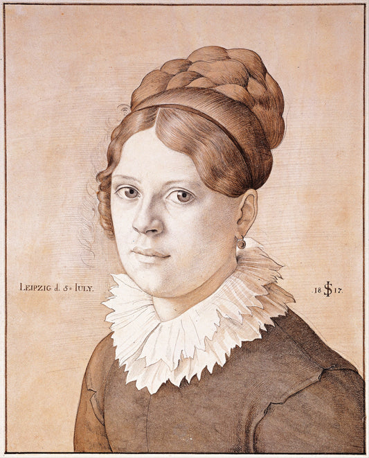 Portrait of Henriette Schnorr von Carolsfeld, vintage artwork by Julius Schnorr von Carolsfeld, A3 (16x12") Poster Print