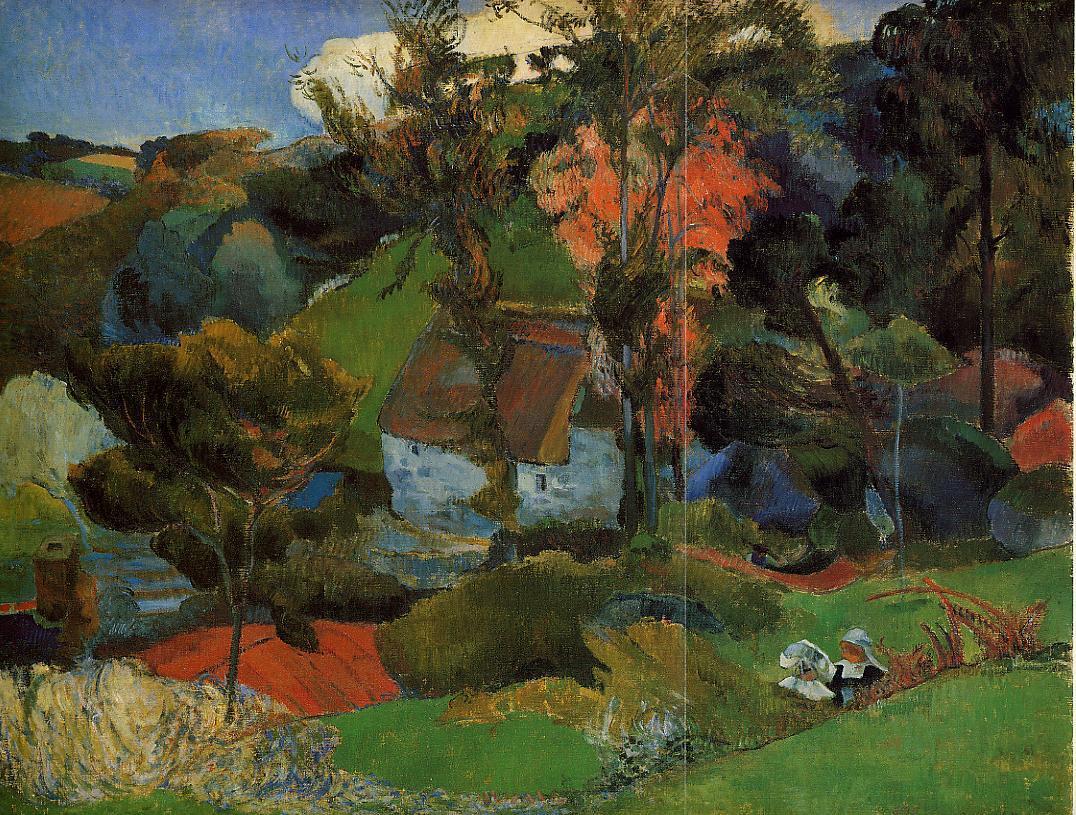 The Aven Running through Pont-Aven, vintage artwork by Paul Gauguin, 12x8" (A4) Poster