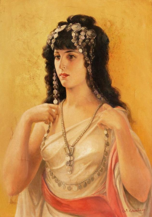 Young Woman in Oriental Dress by William Clarke Wontner,A3(16x12")Poster