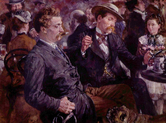 At the Beer Garden, vintage artwork by Adolph von Menzel, A3 (16x12") Poster Print