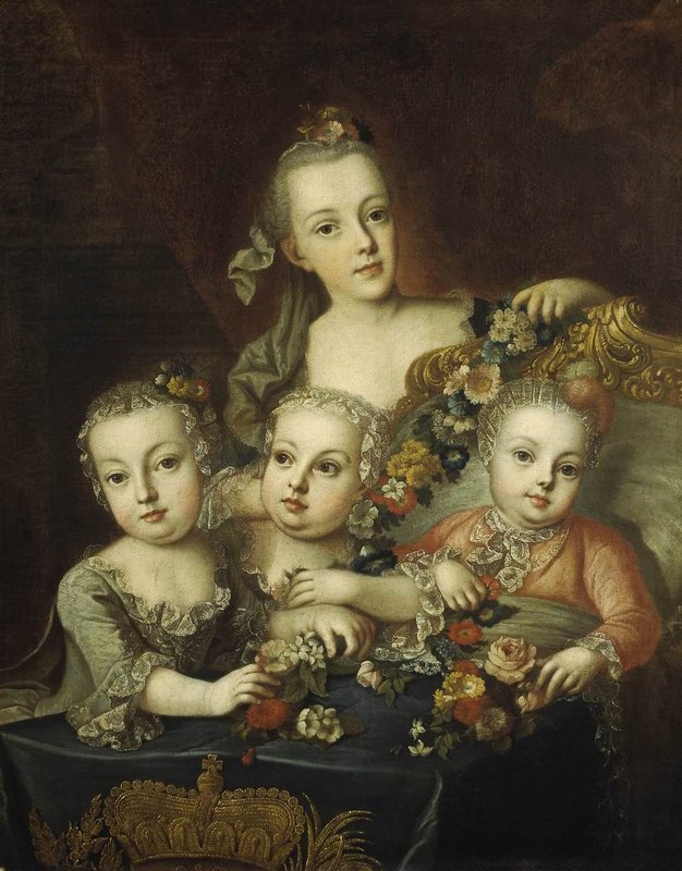 Portrait of the Children of Austrian Empress Maria Theresa, vintage artwork by Alexey Petrovich Antropov, 12x8" (A4) Poster