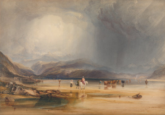 A View of Snowdon from the Sands of Traeth Mawr, vintage artwork by Anthony Vandyke Copley Fielding, 12x8" (A4) Poster