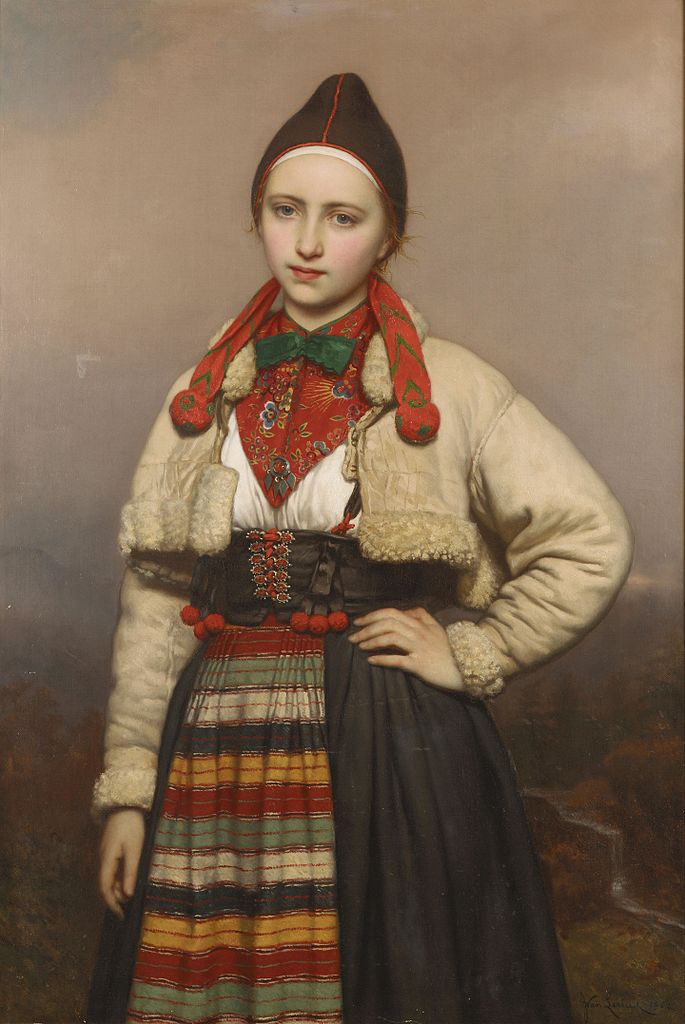 Jeune fille de la paroisse de Rattvik dans Dalarne, vintage artwork by Joseph Henri François Van Lerius, 12x8" (A4) Poster