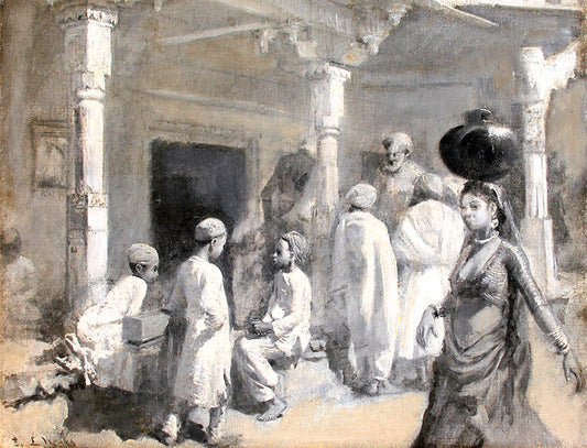 In the Bazaar, Oudeypore, vintage artwork by Edwin Lord Weeks, 12x8" (A4) Poster
