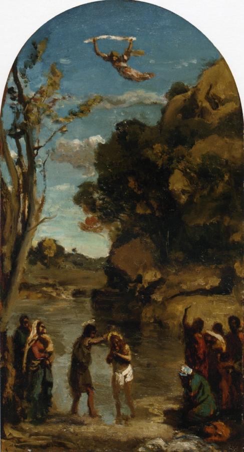 The Baptism of Christ (study), vintage artwork by Jean-Baptiste-Camille Corot, A3 (16x12") Poster Print