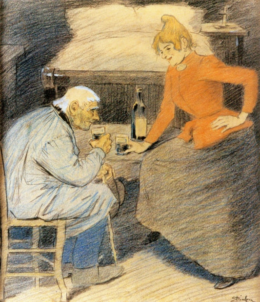 A Little LIft, vintage artwork by Theophile-Alexandre Steinlen, 12x8" (A4) Poster