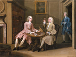 Dudley Woodbridge and (?) Jeremiah Dummer Taking Wine, vintage artwork by William Hogarth, 12x8" (A4) Poster