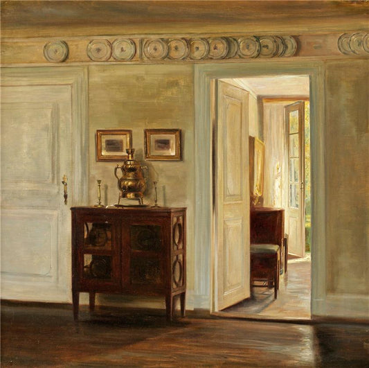Salon Interior, vintage artwork by Carl Vilhelm Holsøe, 12x8" (A4) Poster