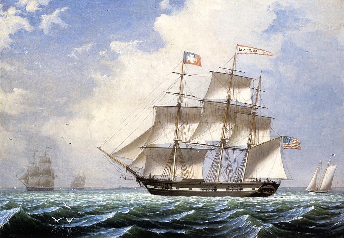 The 'Matilda' under Sail, vintage artwork by Fitz Henry Lane, A3 (16x12") Poster Print