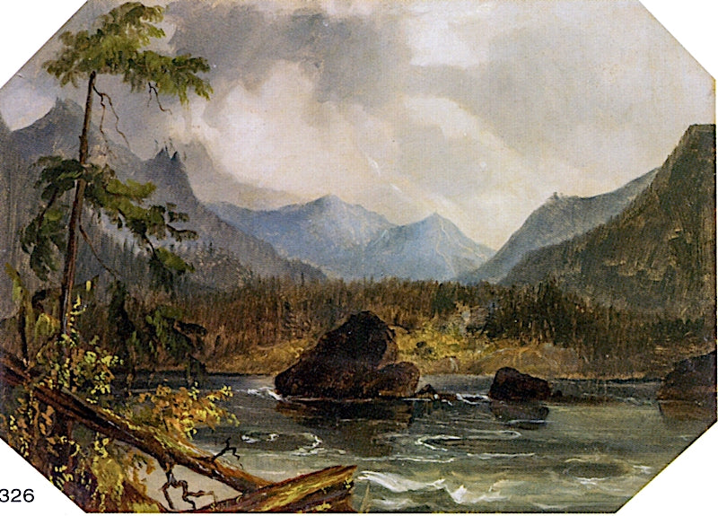 Cascade Mountains and Cascades, vintage artwork by John Mix Stanley, A3 (16x12") Poster Print
